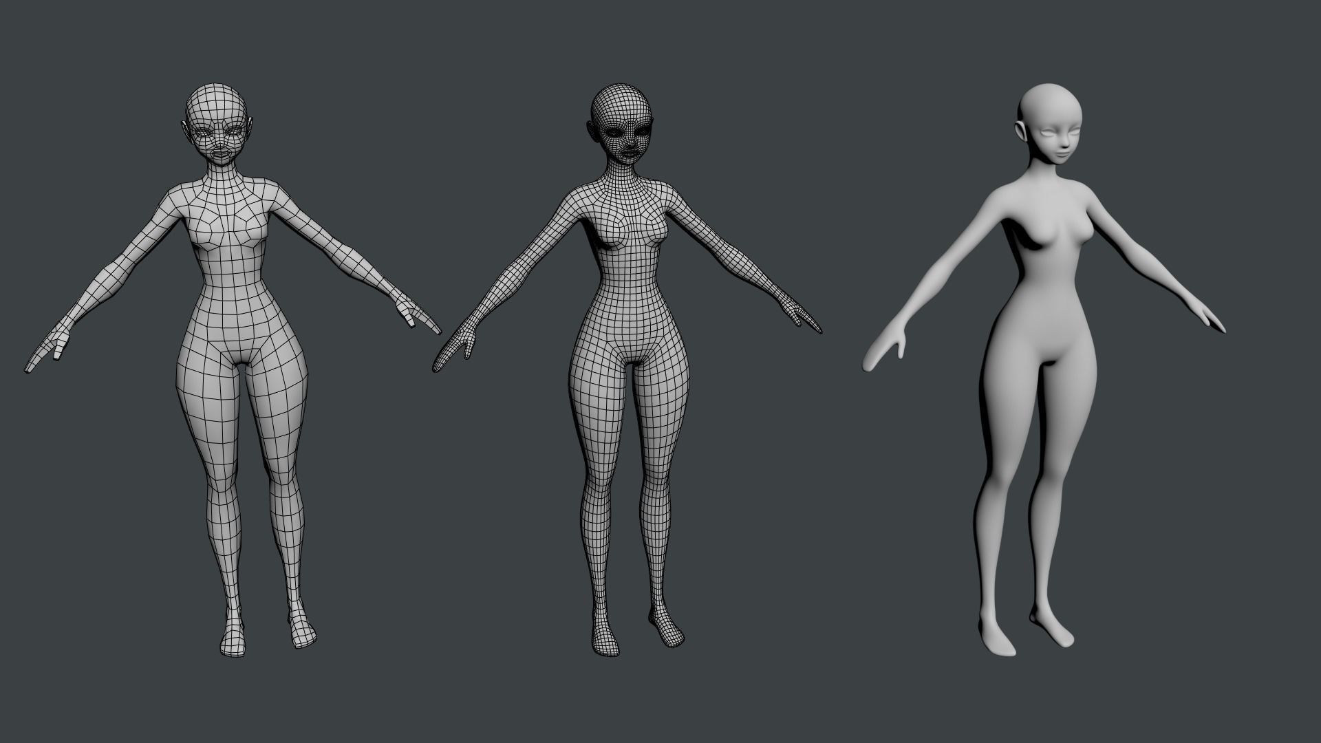 Stylized Female 02 Base Mesh 3D model_11