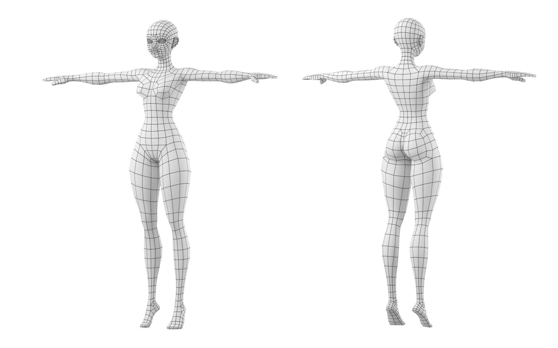 Stylized Female 02 Base Mesh 3D model_6