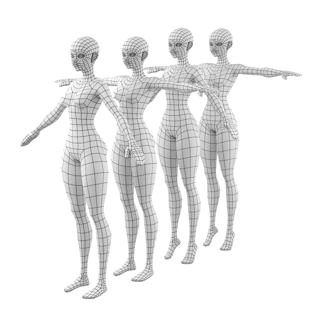 Stylized Female 02 Base Mesh 3D model_0