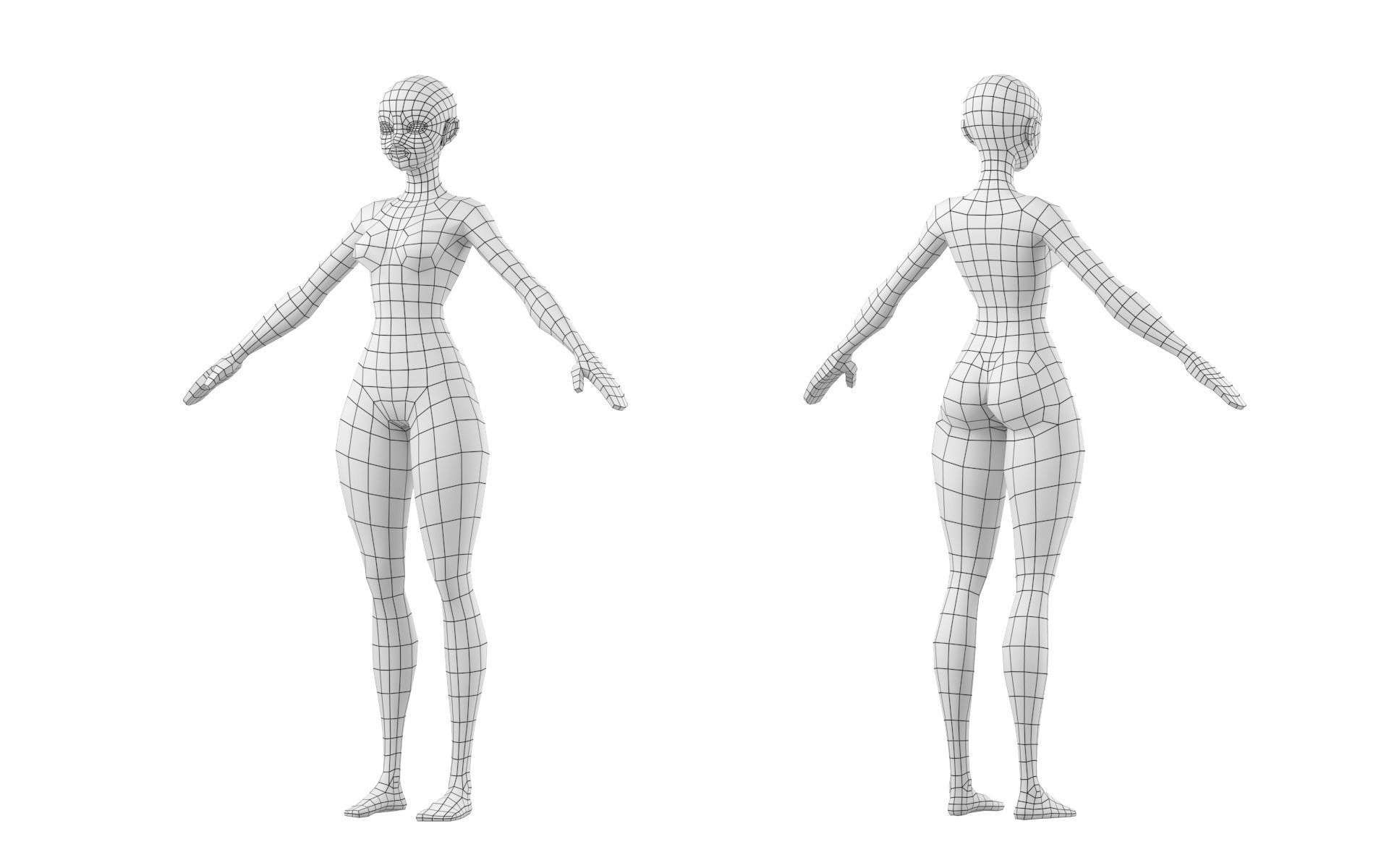 Stylized Female 02 Base Mesh 3D model_3