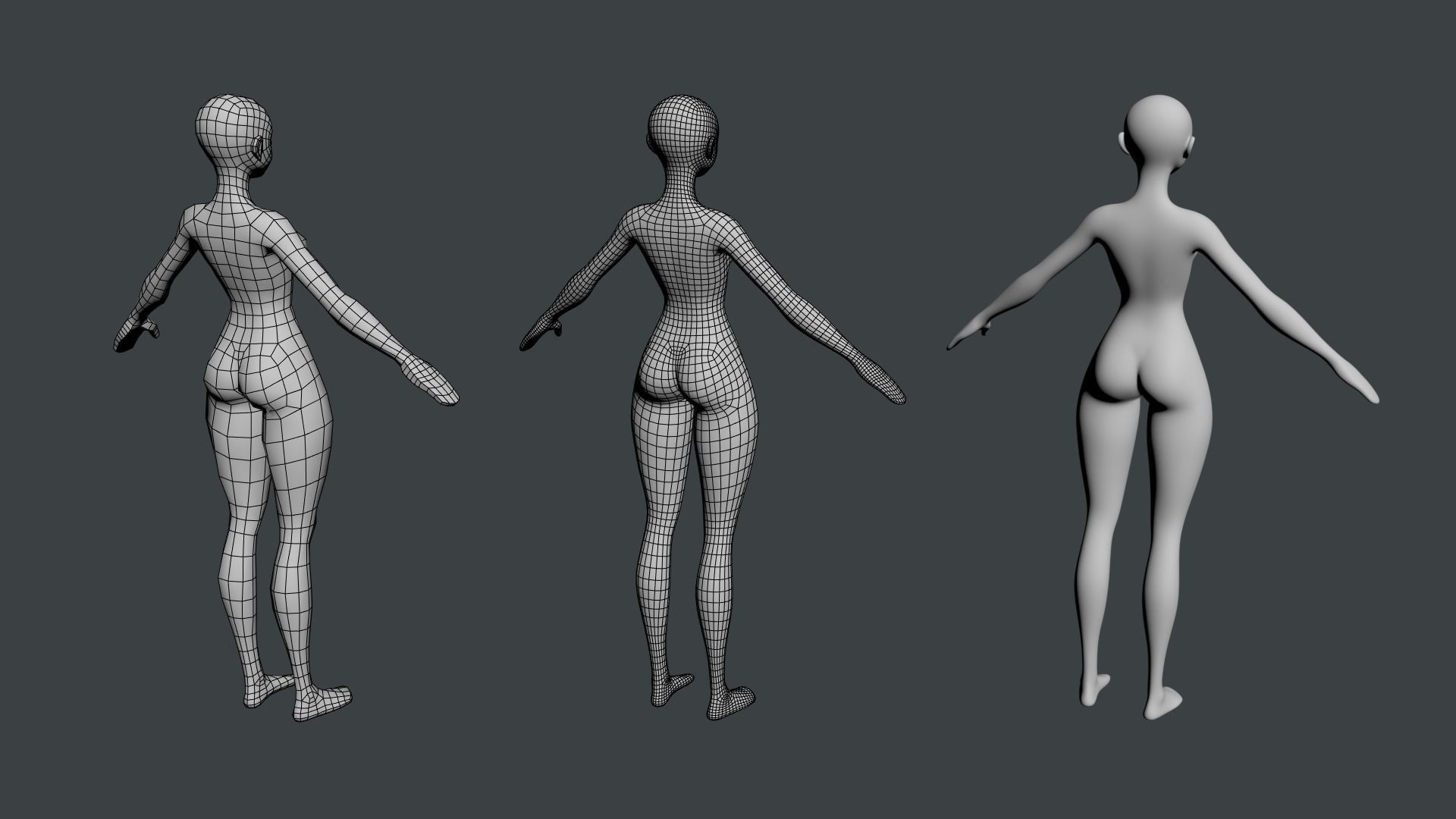 Stylized Female 02 Base Mesh 3D model_14