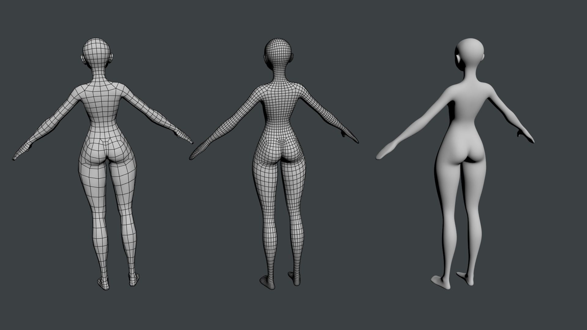 Stylized Female 02 Base Mesh 3D model_15
