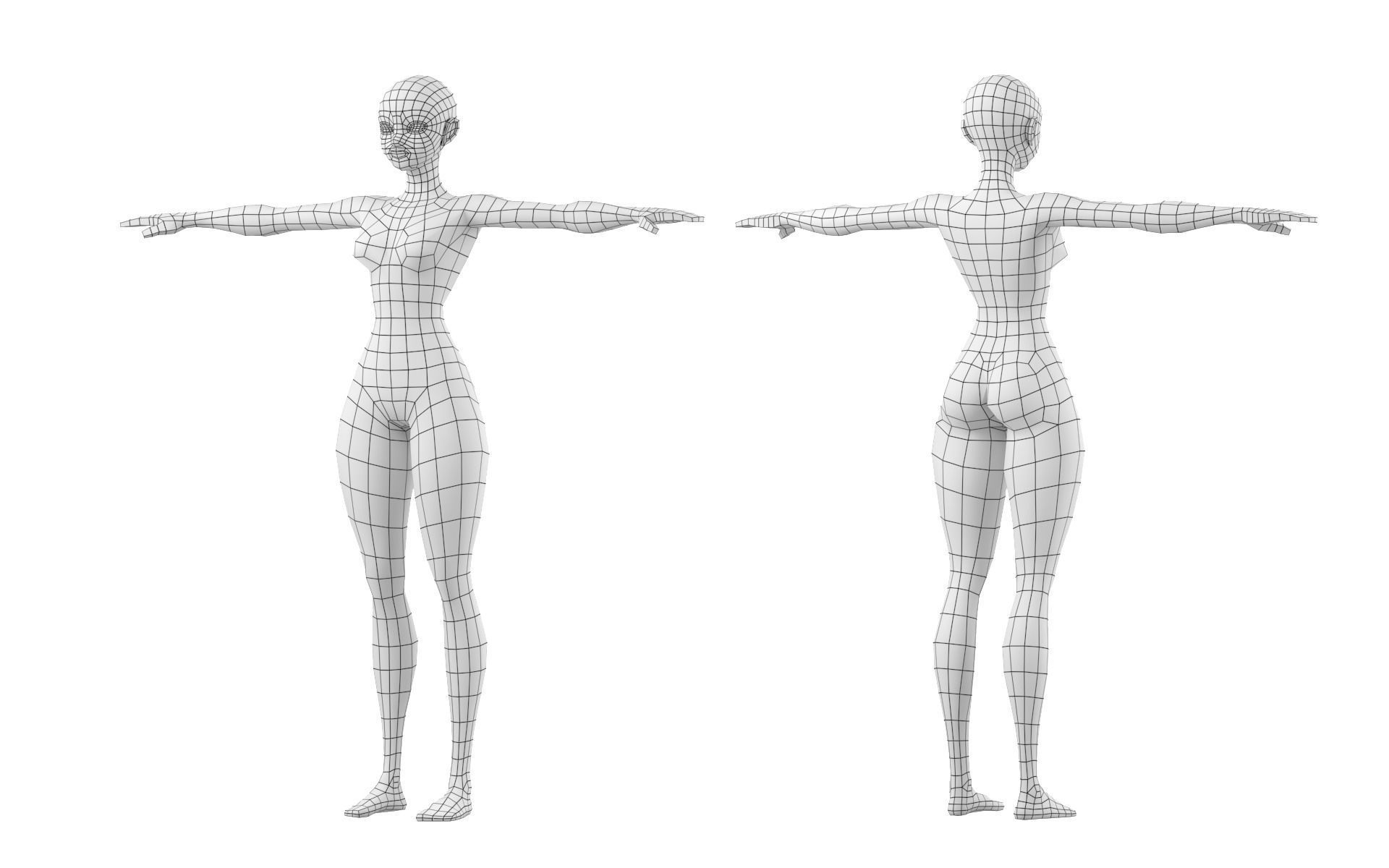 Stylized Female 02 Base Mesh 3D model_4