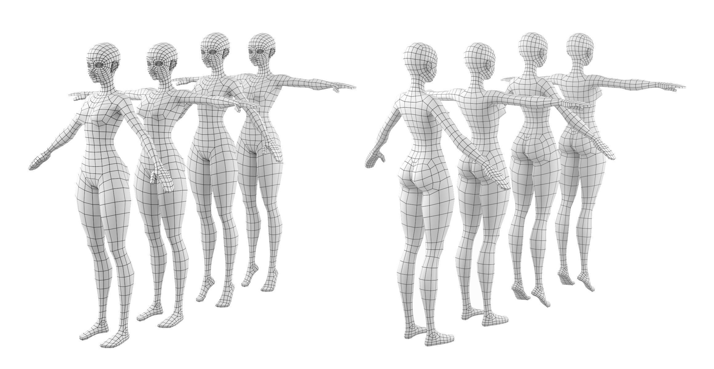 Stylized Female 02 Base Mesh 3D model_7