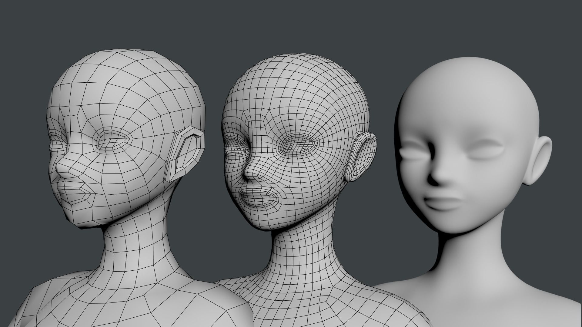 Stylized Female 02 Base Mesh 3D model_19