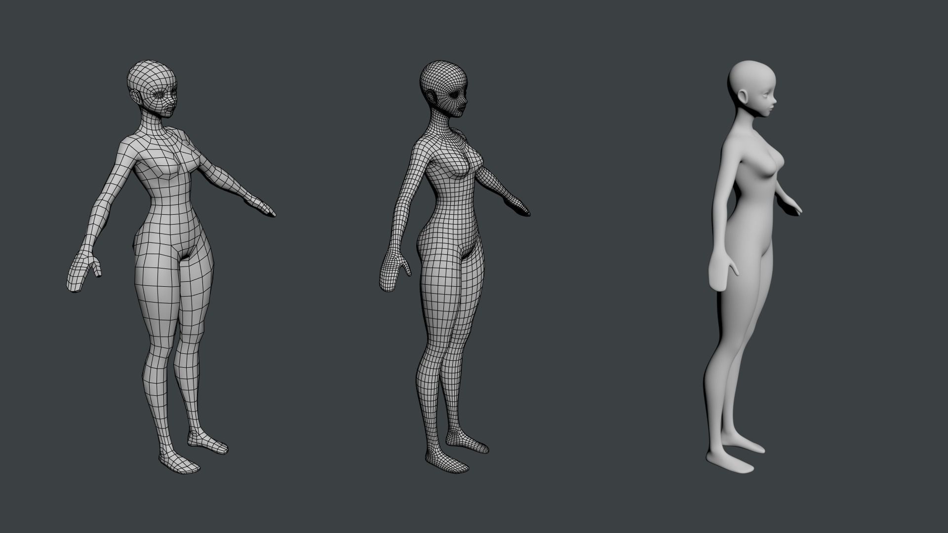 Stylized Female 02 Base Mesh 3D model_12