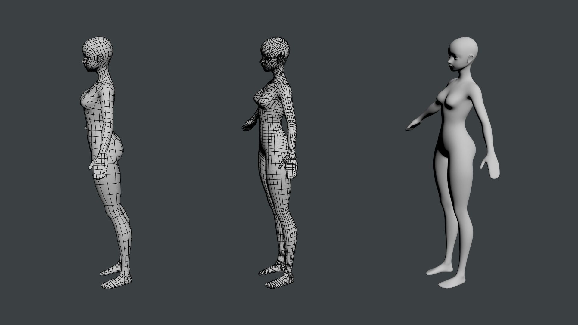 Stylized Female 02 Base Mesh 3D model_17