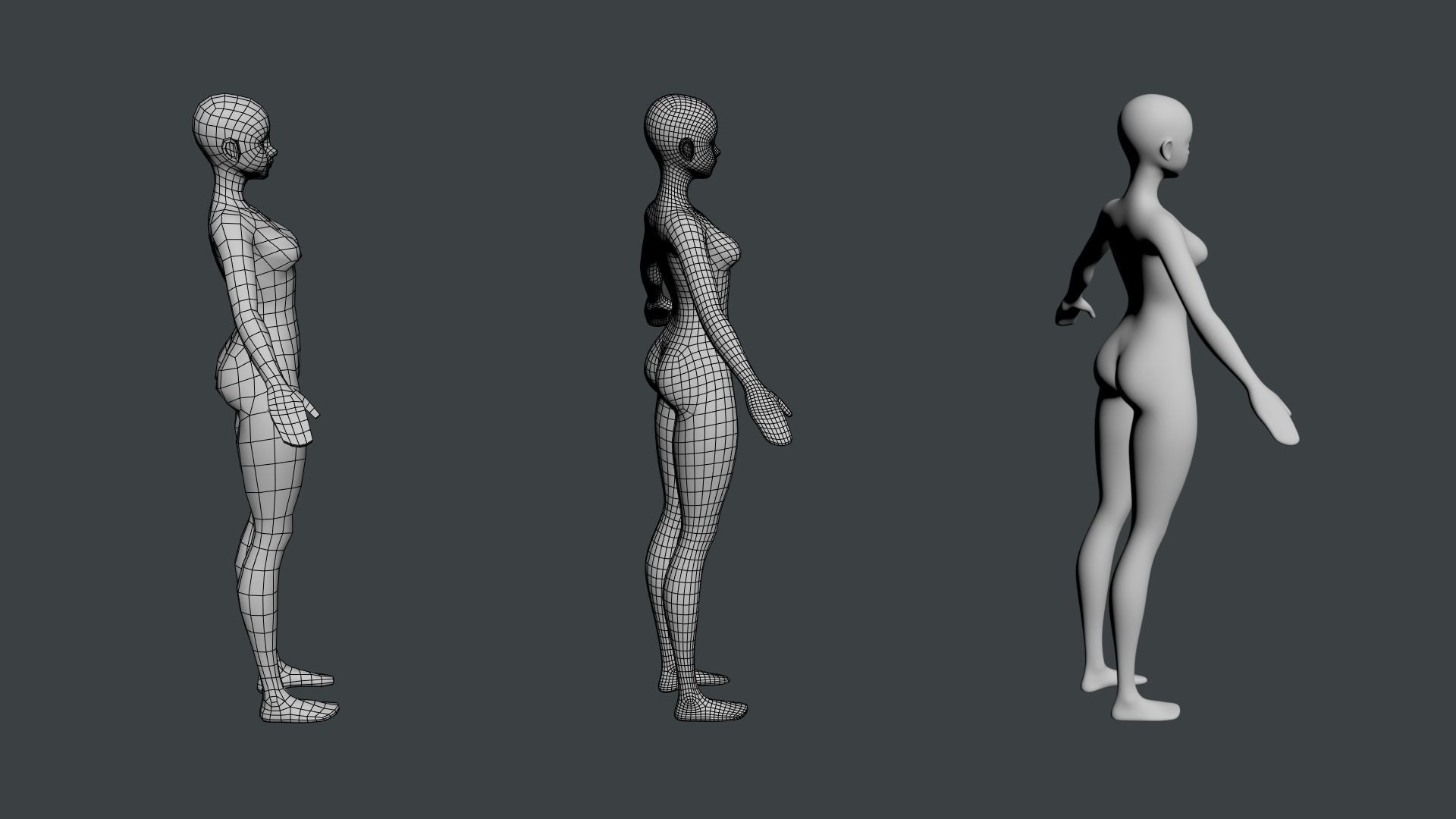 Stylized Female 02 Base Mesh 3D model_13