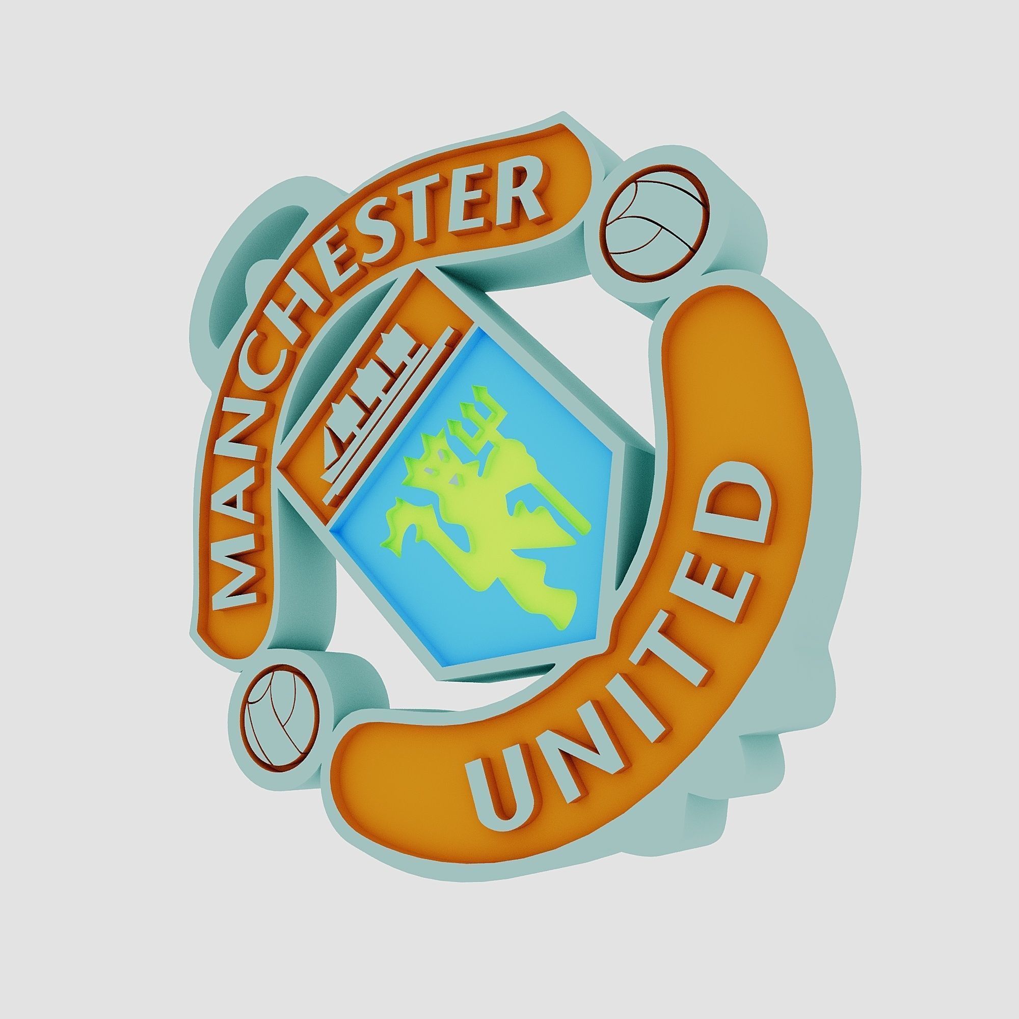 manchester united logo 3d two sided 3D print model_3