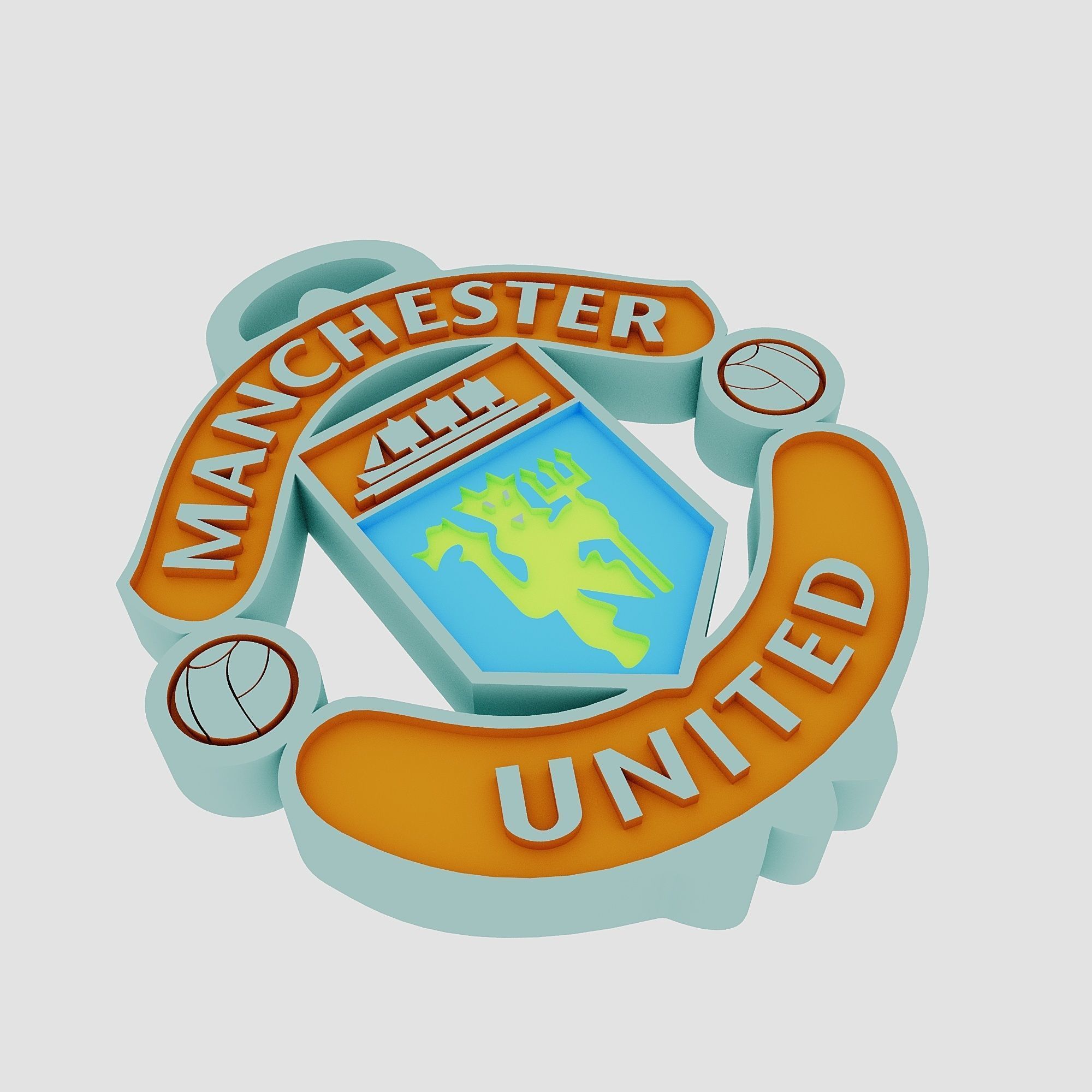 manchester united logo 3d two sided 3D print model_10