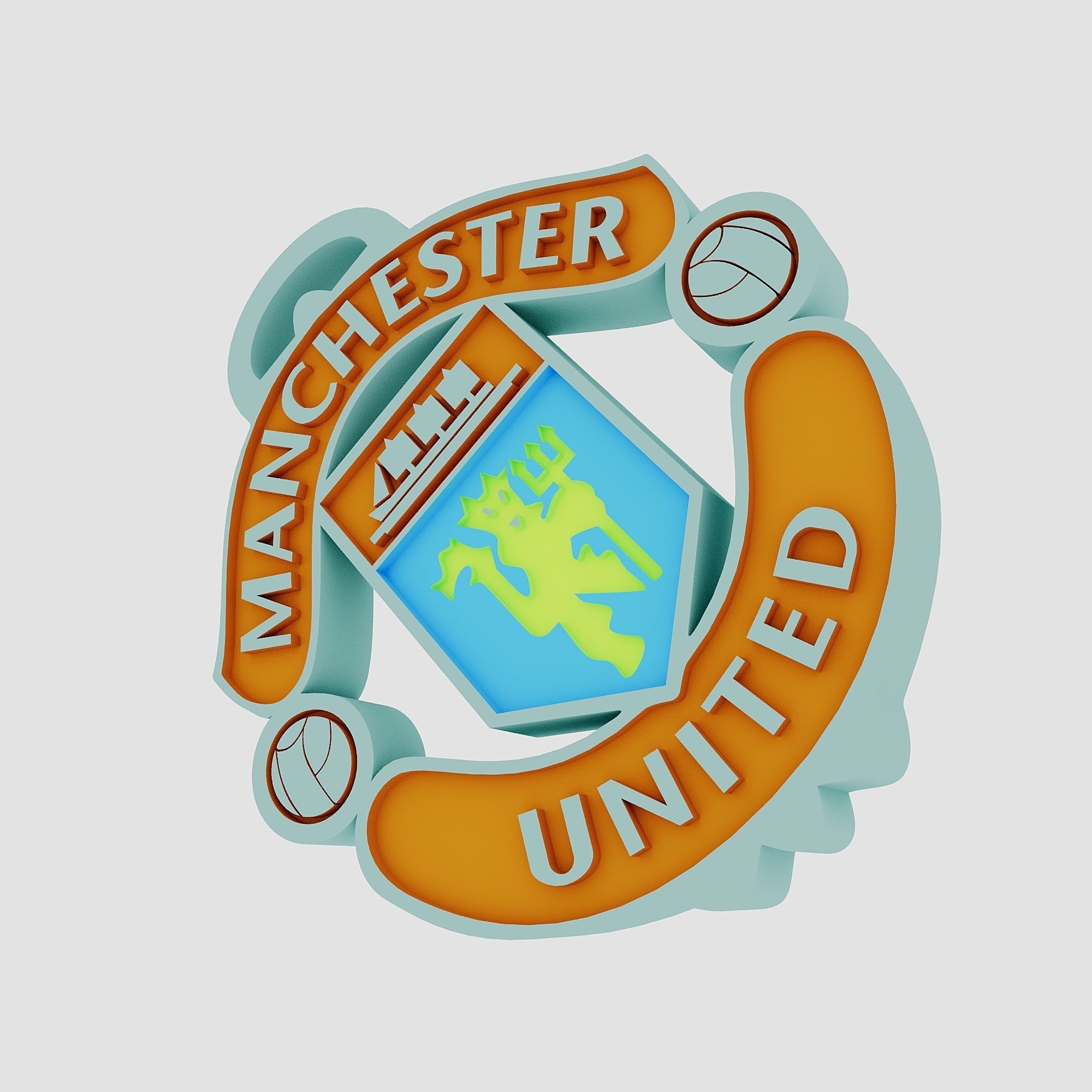manchester united logo 3d two sided 3D print model_9