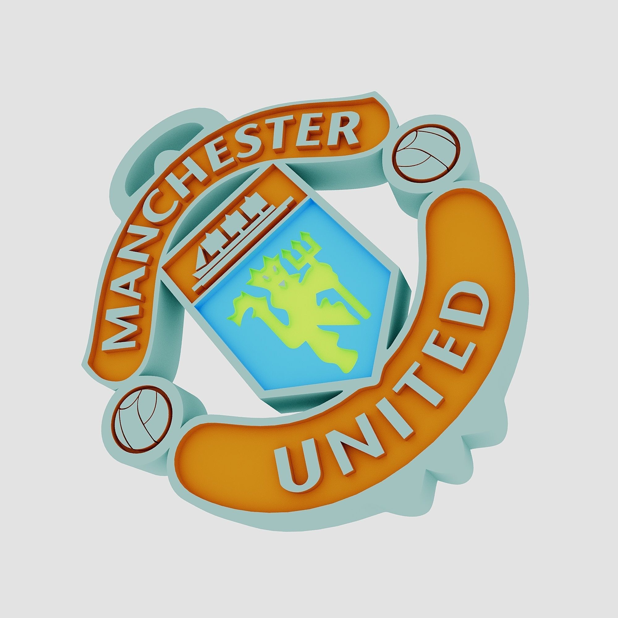 manchester united logo 3d two sided 3D print model_4