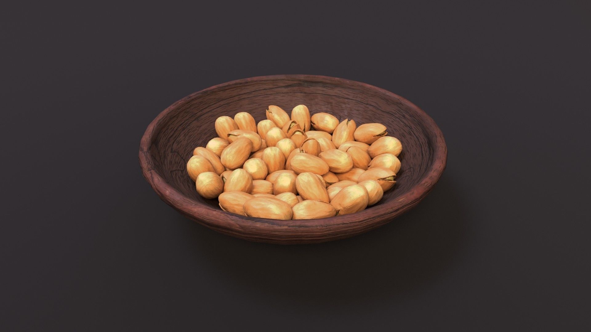 Dish with pistachios Low-poly 3D model_2