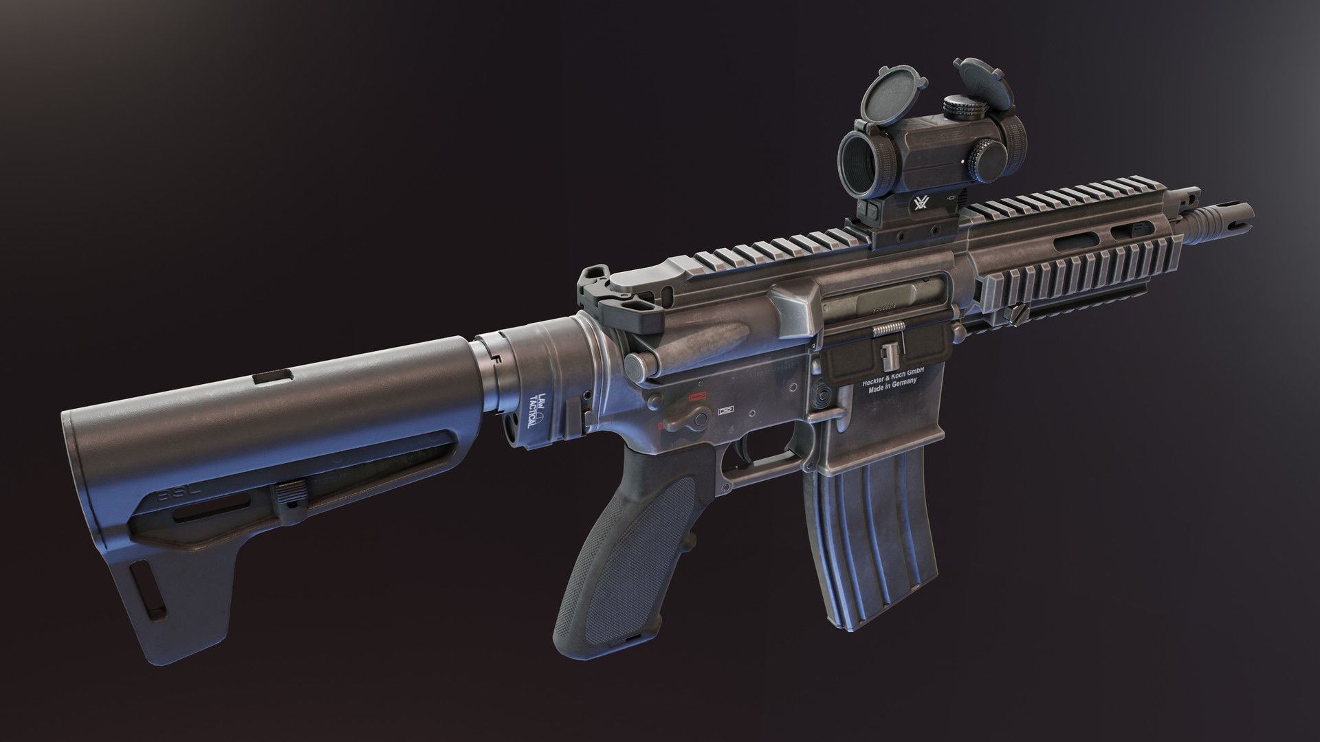 HK416 Compact Low-poly 3D model_7