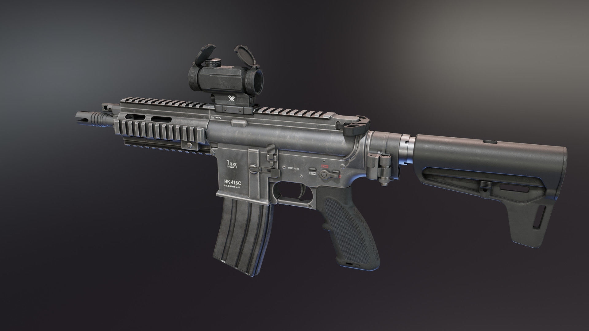 HK416 Compact Low-poly 3D model_2