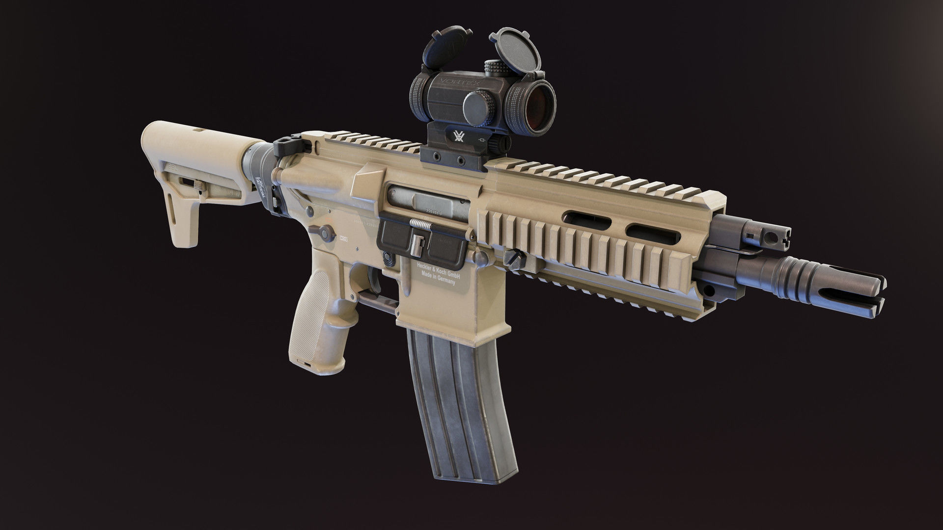 HK416 Compact Low-poly 3D model_5