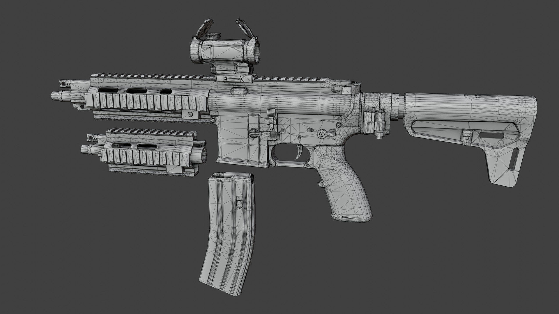 HK416 Compact Low-poly 3D model_9