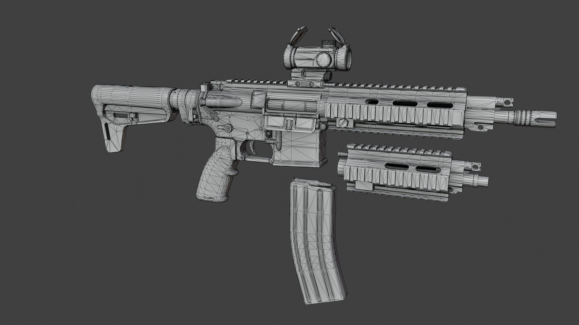 HK416 Compact Low-poly 3D model_10