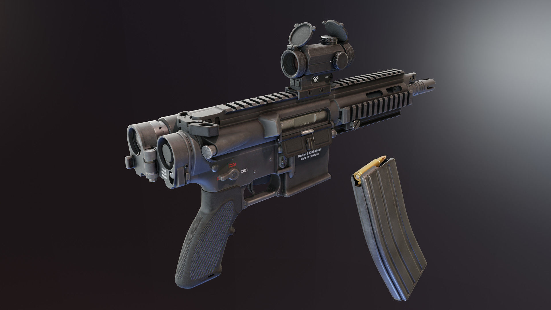 HK416 Compact Low-poly 3D model_6