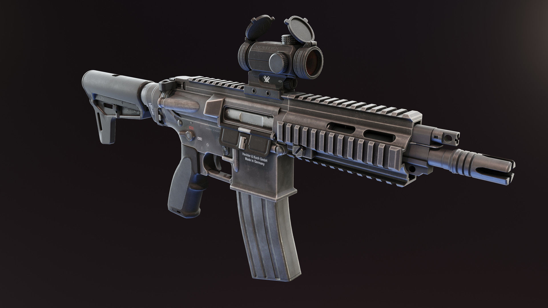 HK416 Compact Low-poly 3D model_4