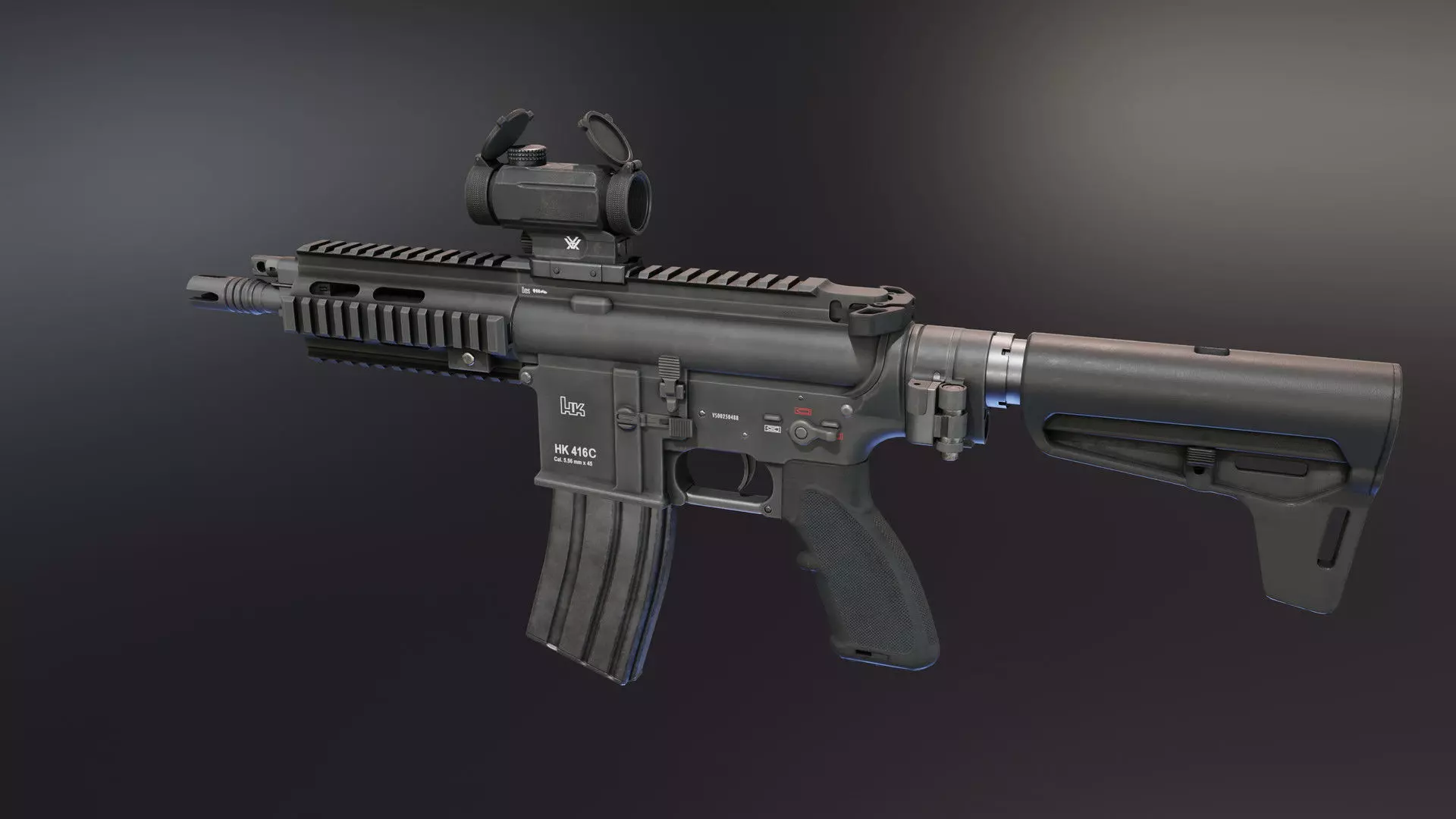 HK416 Compact Low-poly 3D model_0