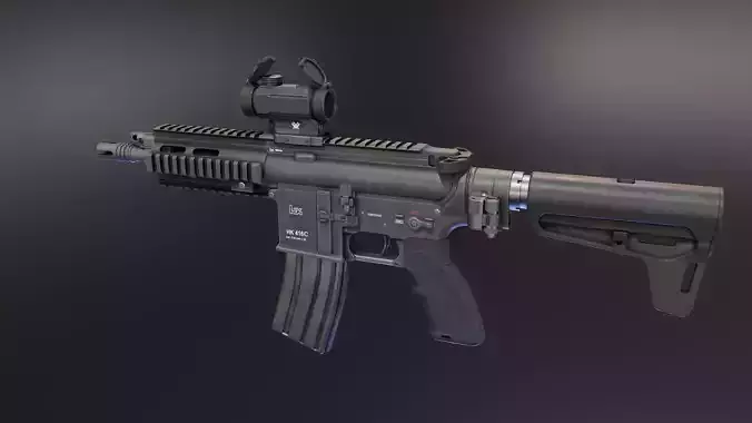 HK416 Compact Low-poly 3D model