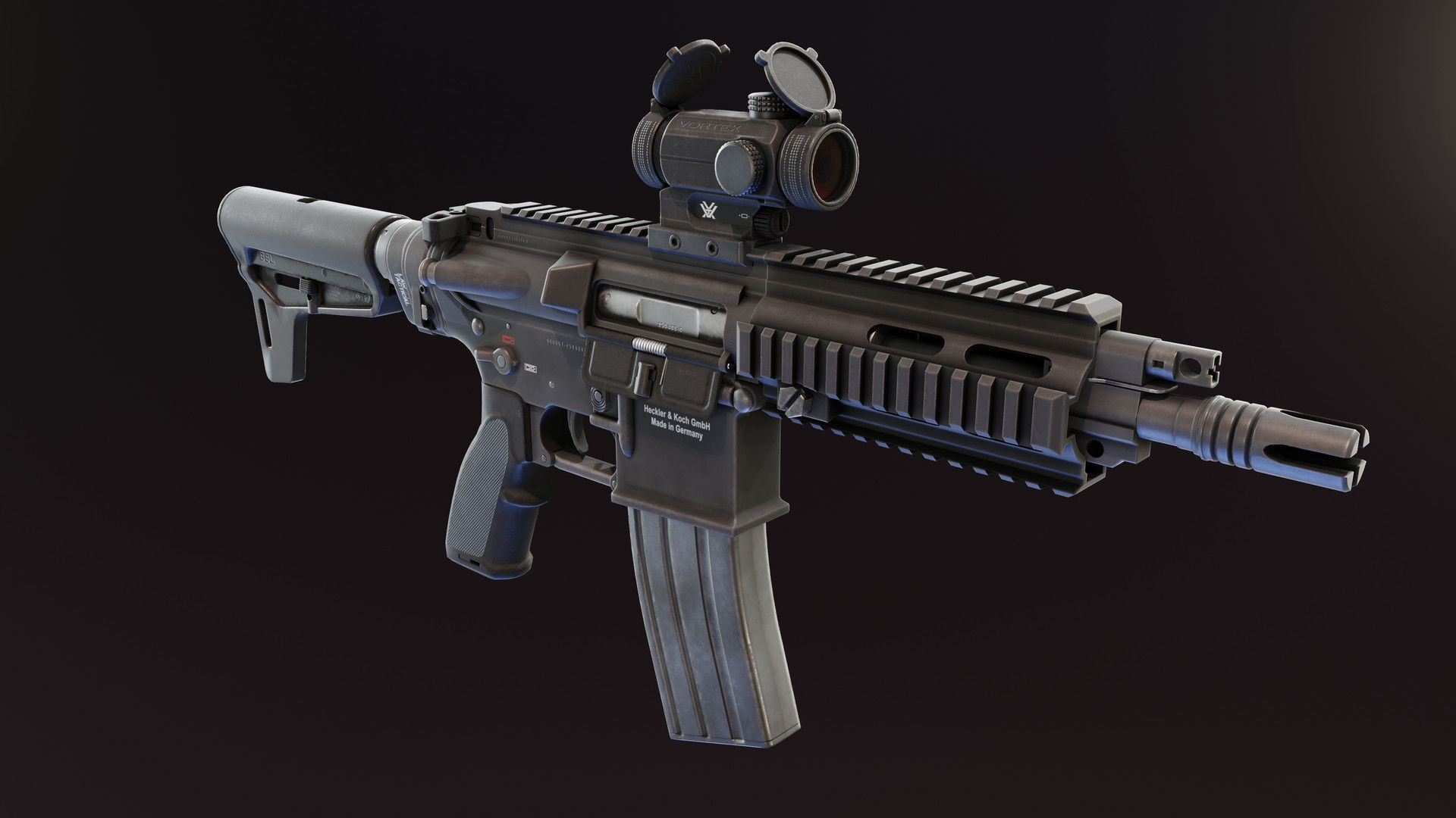 HK416 Compact Low-poly 3D model_3