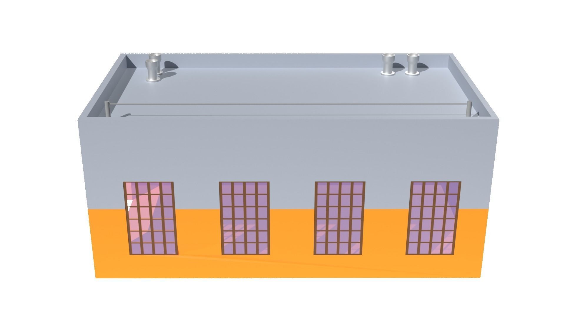 Factory Building B Low-poly 3D model_2