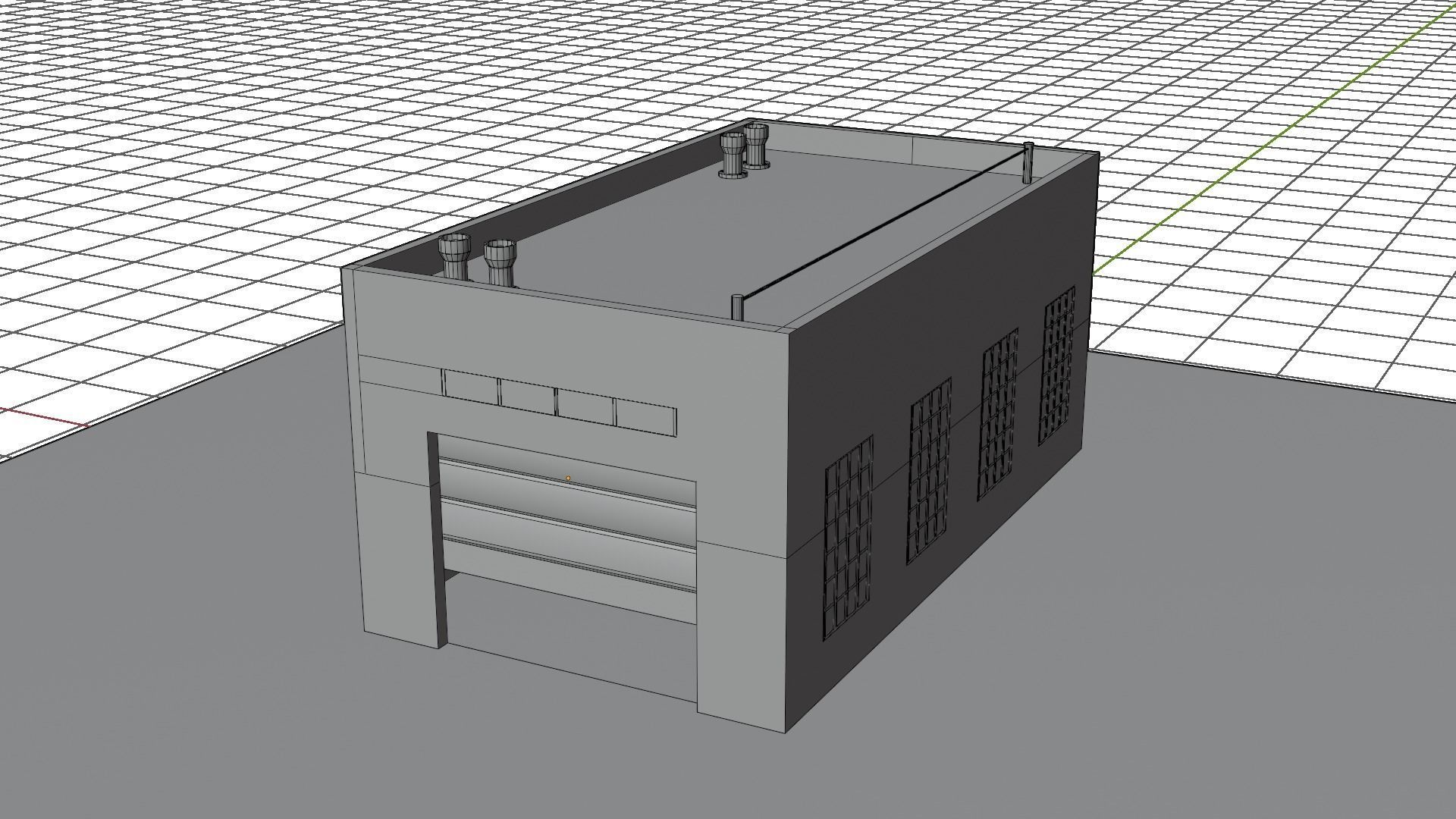 Factory Building B Low-poly 3D model_4