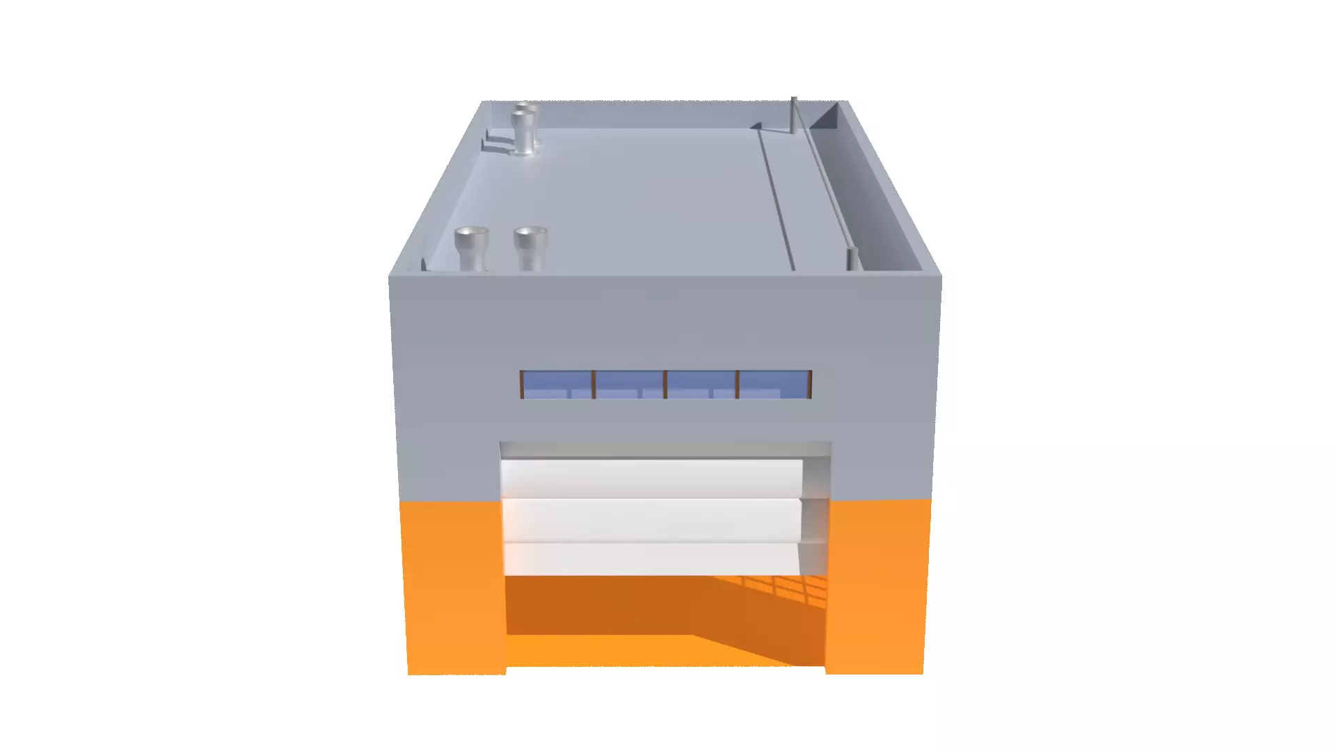 Factory Building B Low-poly 3D model_0