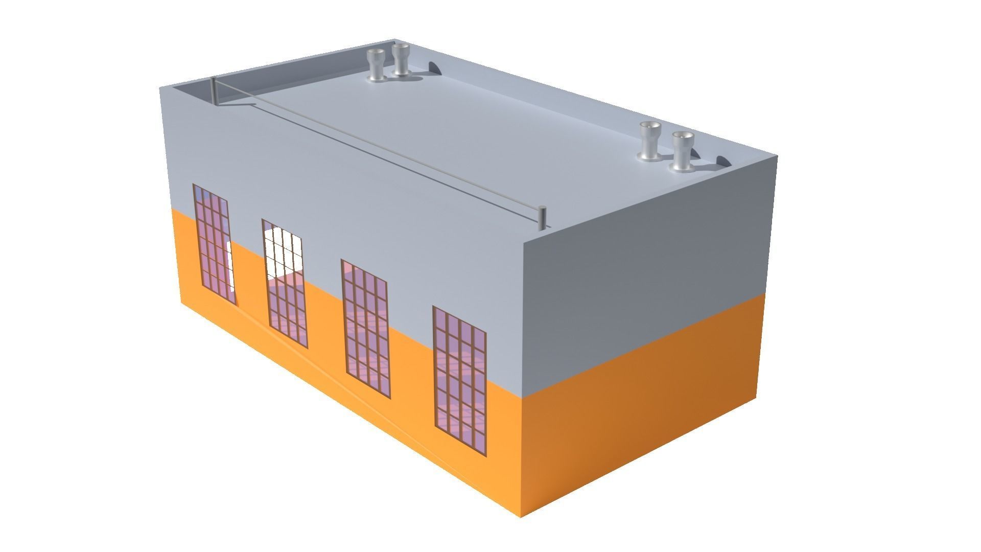 Factory Building B Low-poly 3D model_3