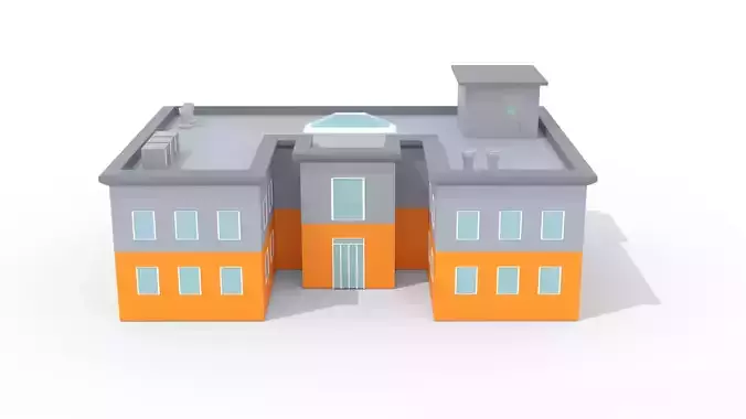 Factory Building C Low-poly 3D model