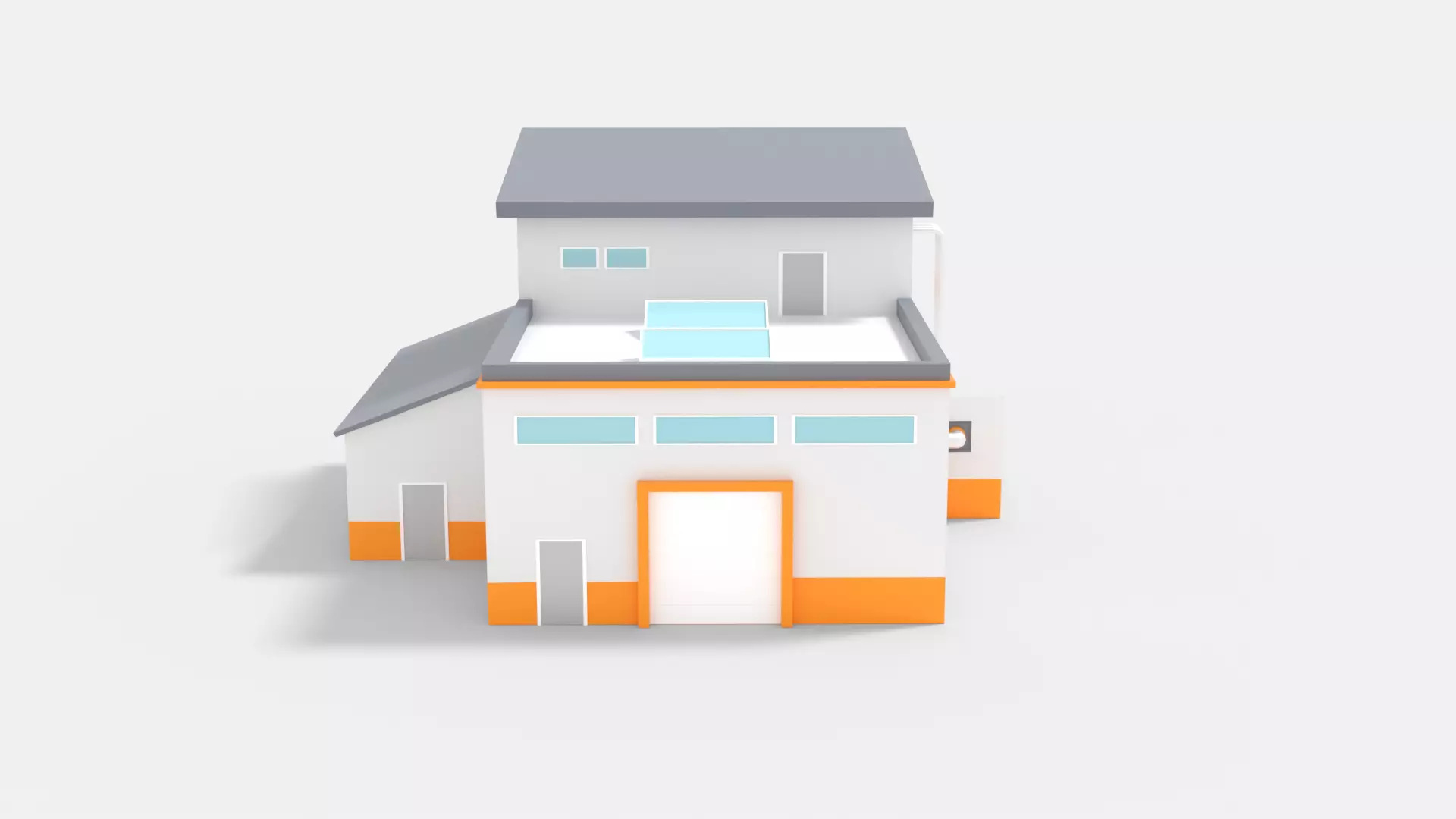 Factory Building D Low-poly 3D model_0