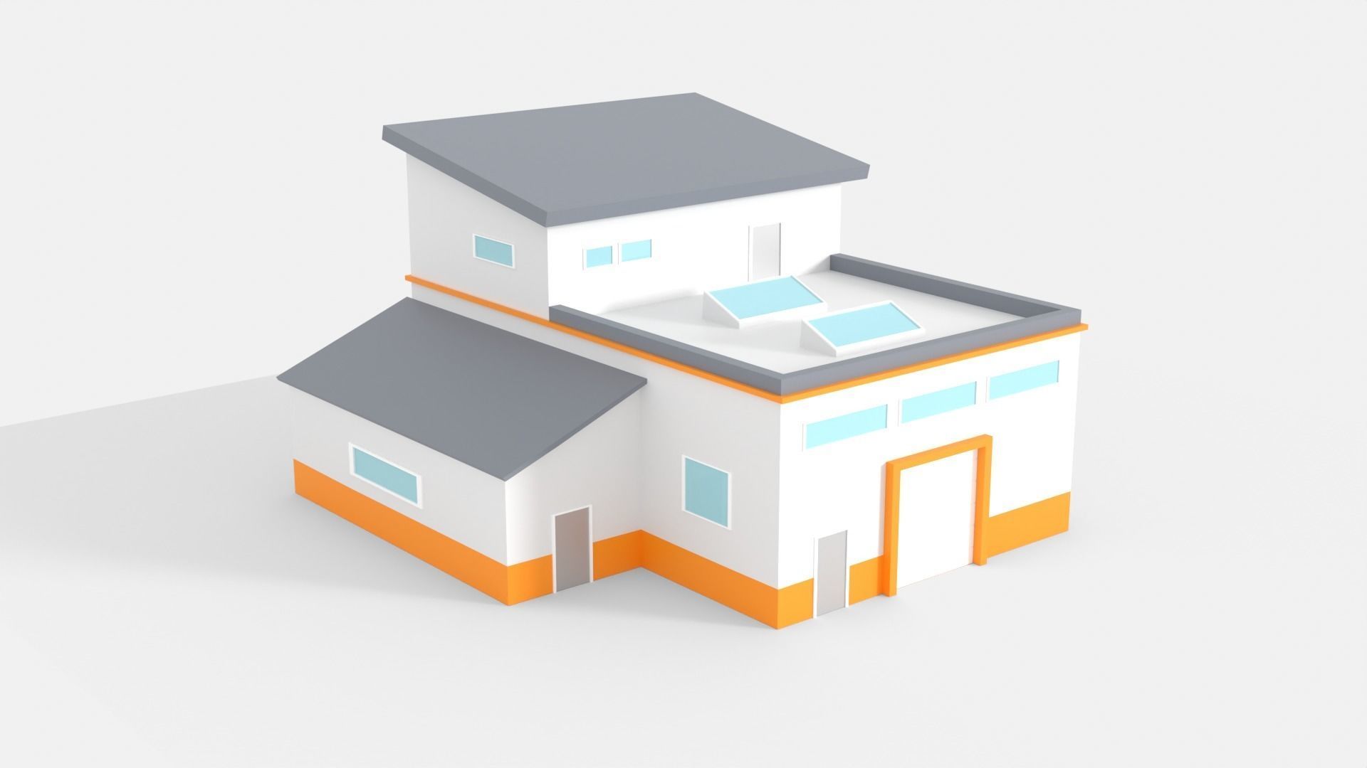 Factory Building D Low-poly 3D model_5