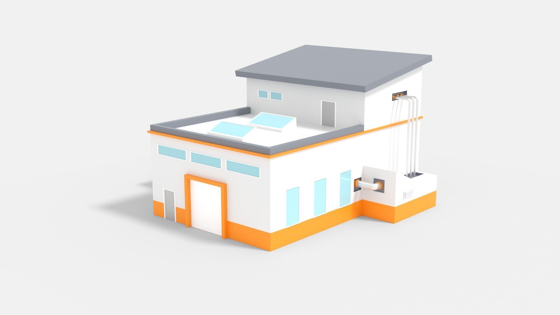 Factory Building D Low-poly 3D model_1