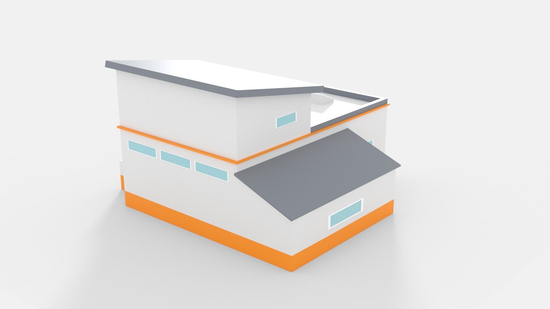 Factory Building D Low-poly 3D model_4