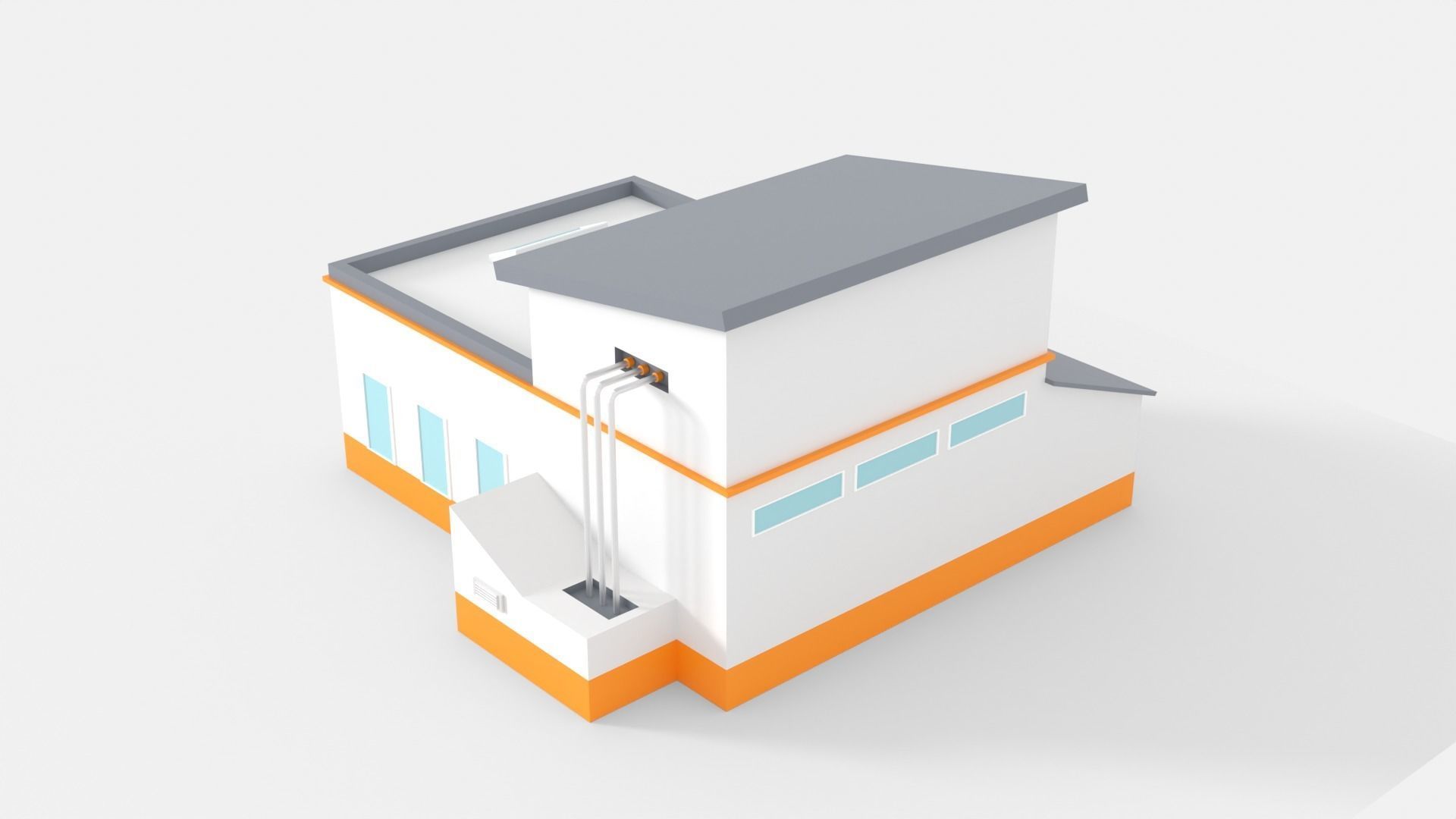 Factory Building D Low-poly 3D model_3