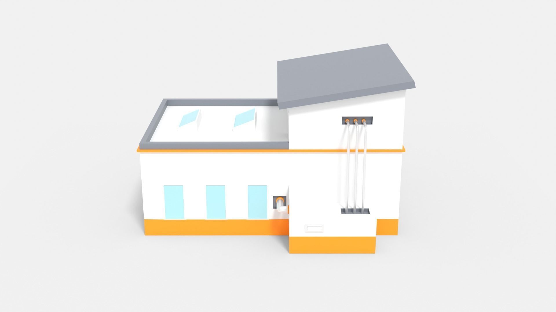 Factory Building D Low-poly 3D model_2