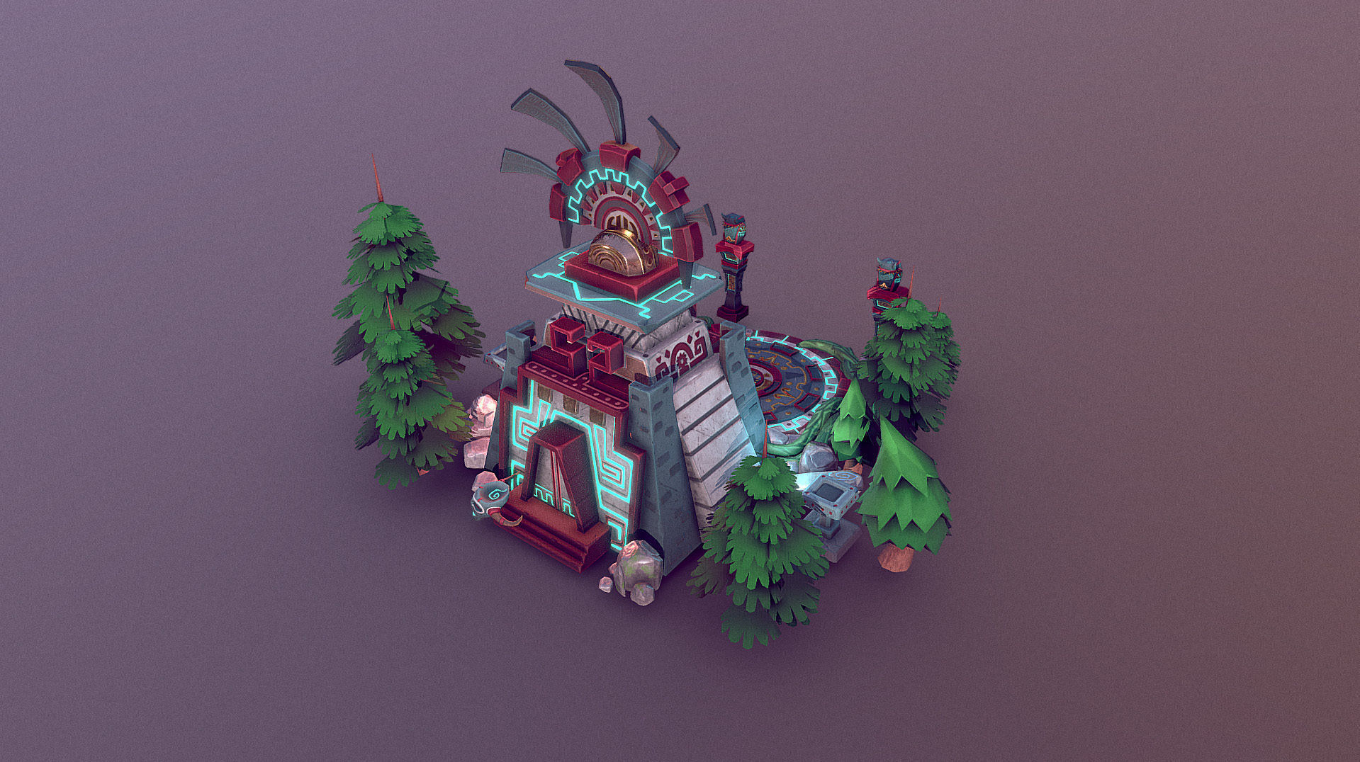 Aztec Temple Low-poly 3D model_5