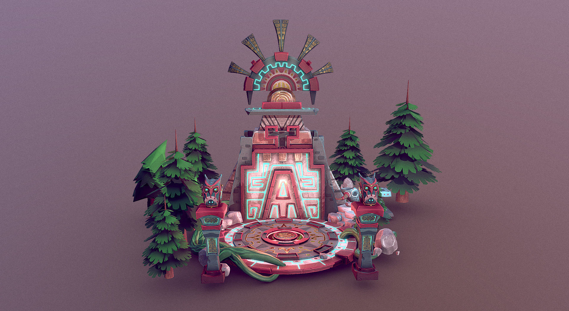 Aztec Temple Low-poly 3D model_2