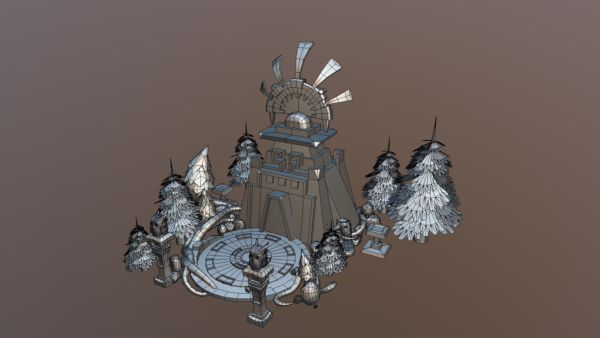 Aztec Temple Low-poly 3D model_10