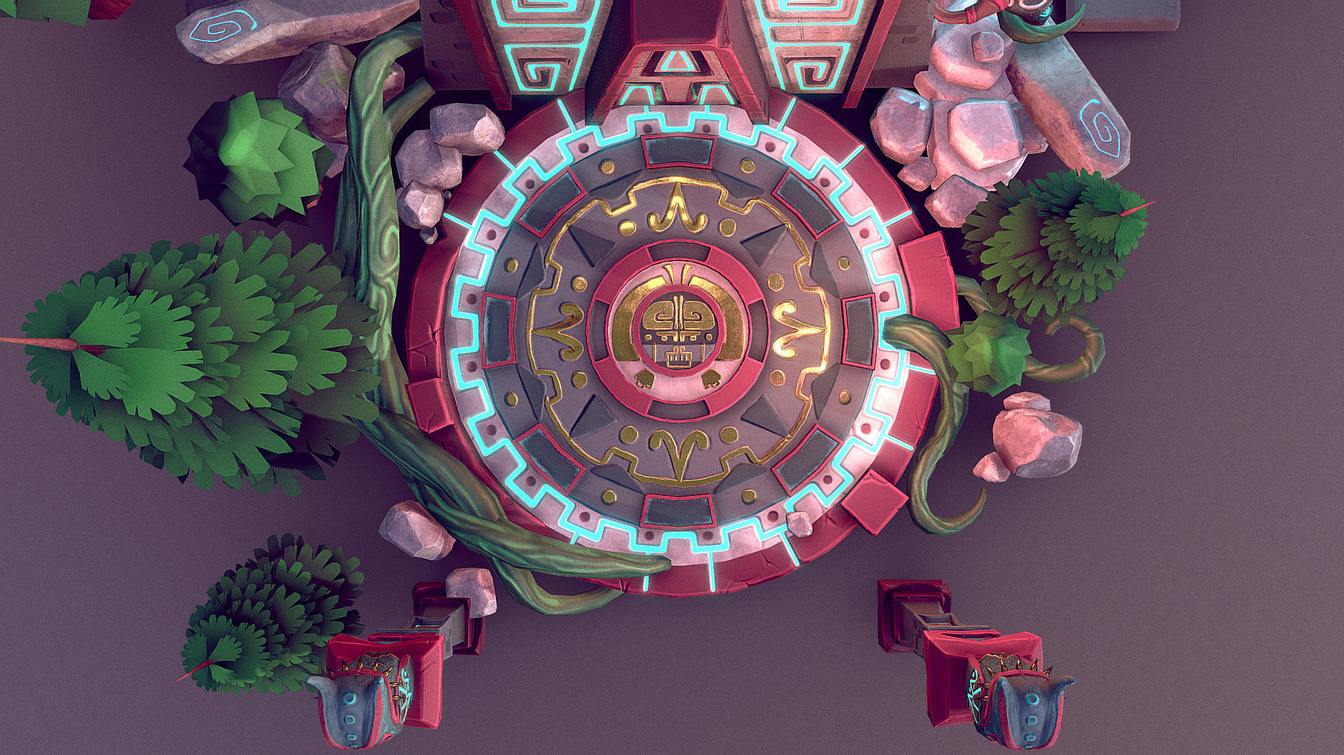 Aztec Temple Low-poly 3D model_9
