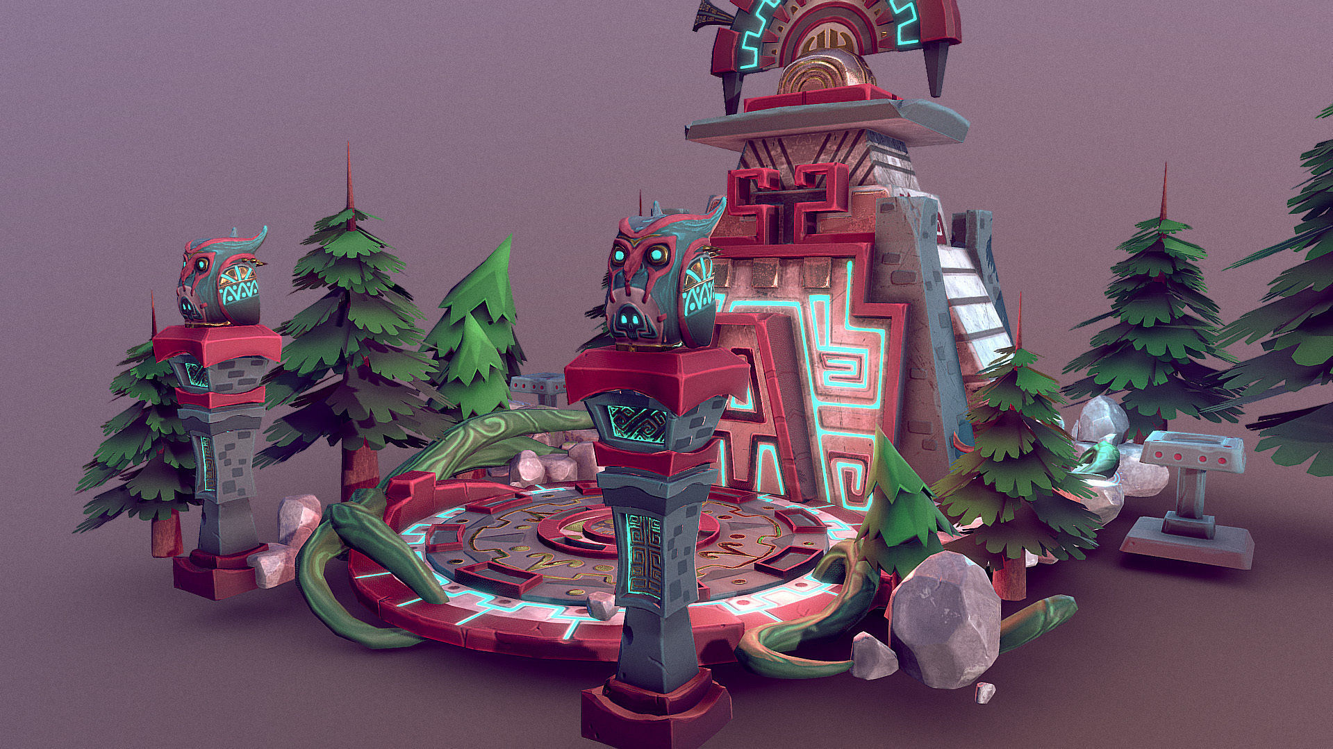 Aztec Temple Low-poly 3D model_7