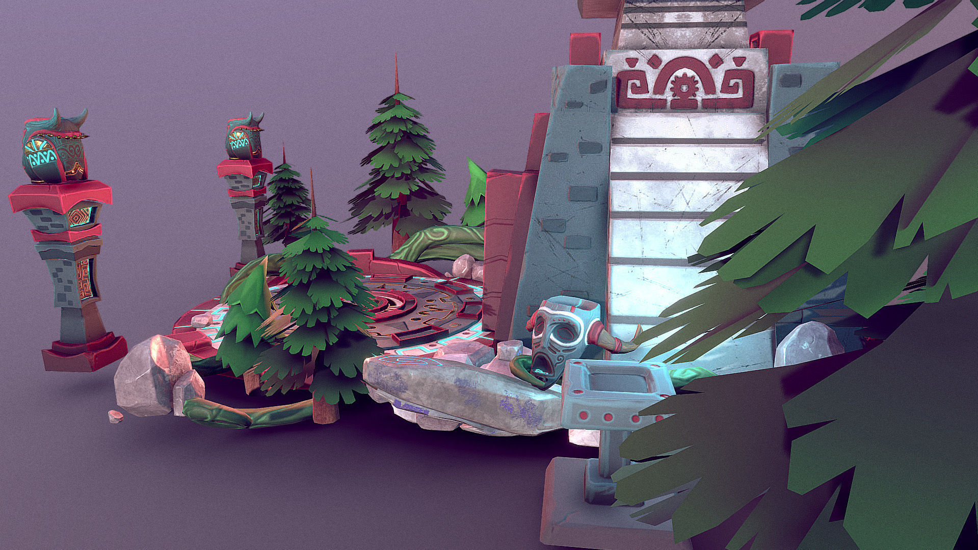 Aztec Temple Low-poly 3D model_8