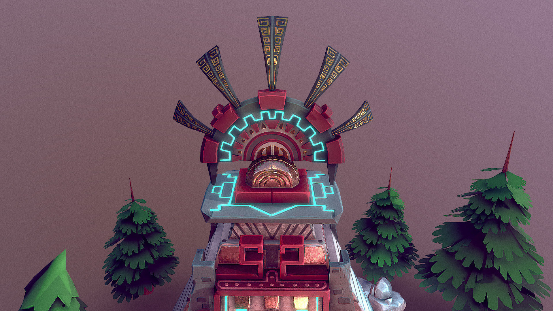 Aztec Temple Low-poly 3D model_1