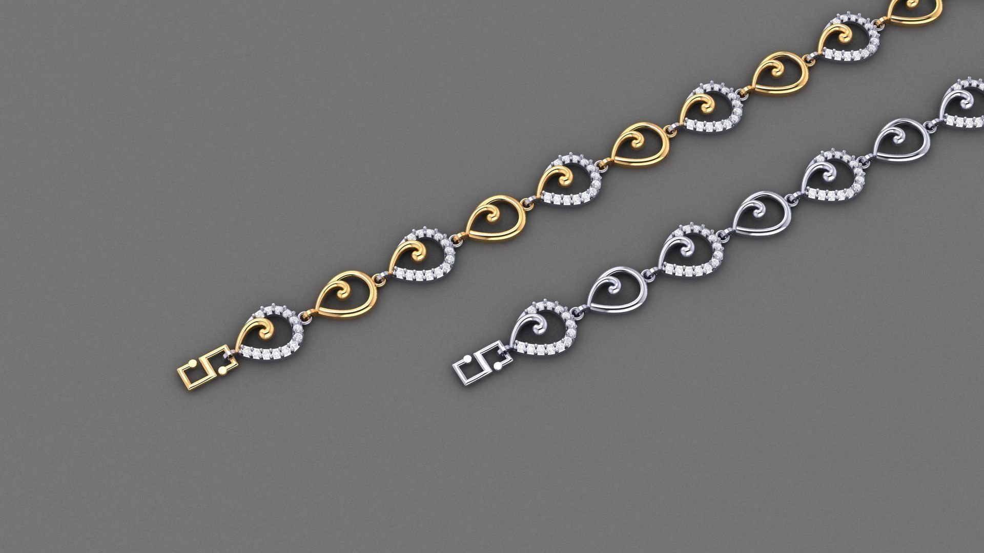 50 Light Weight Chain Bracelet 3dm stl details 1 render Pack 3D print model_21