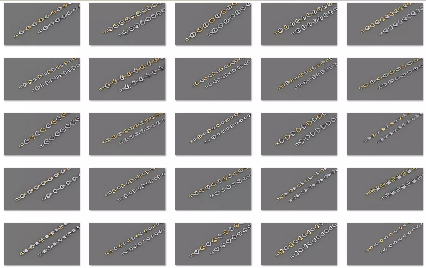 50 Light Weight Chain Bracelet 3dm stl details 1 render Pack 3D print model_0