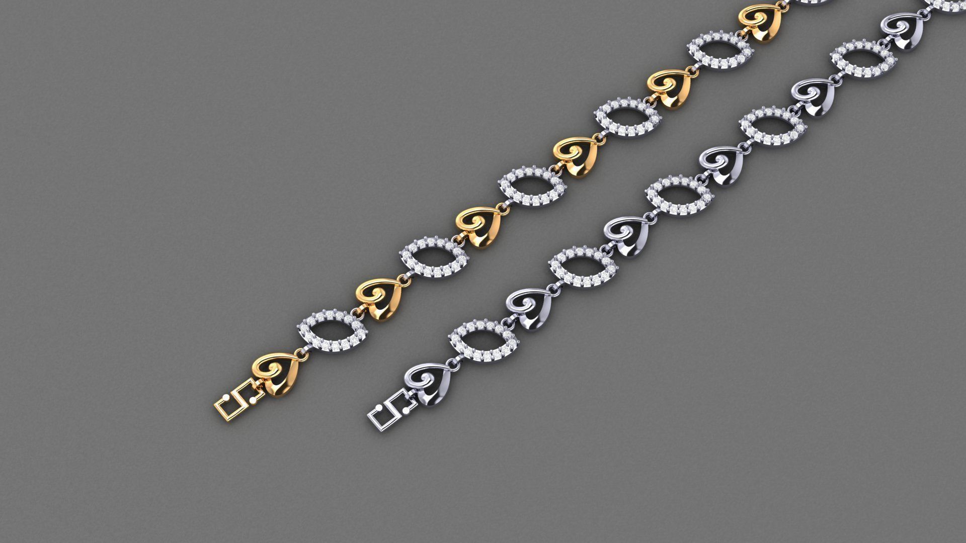 50 Light Weight Chain Bracelet 3dm stl details 1 render Pack 3D print model_93