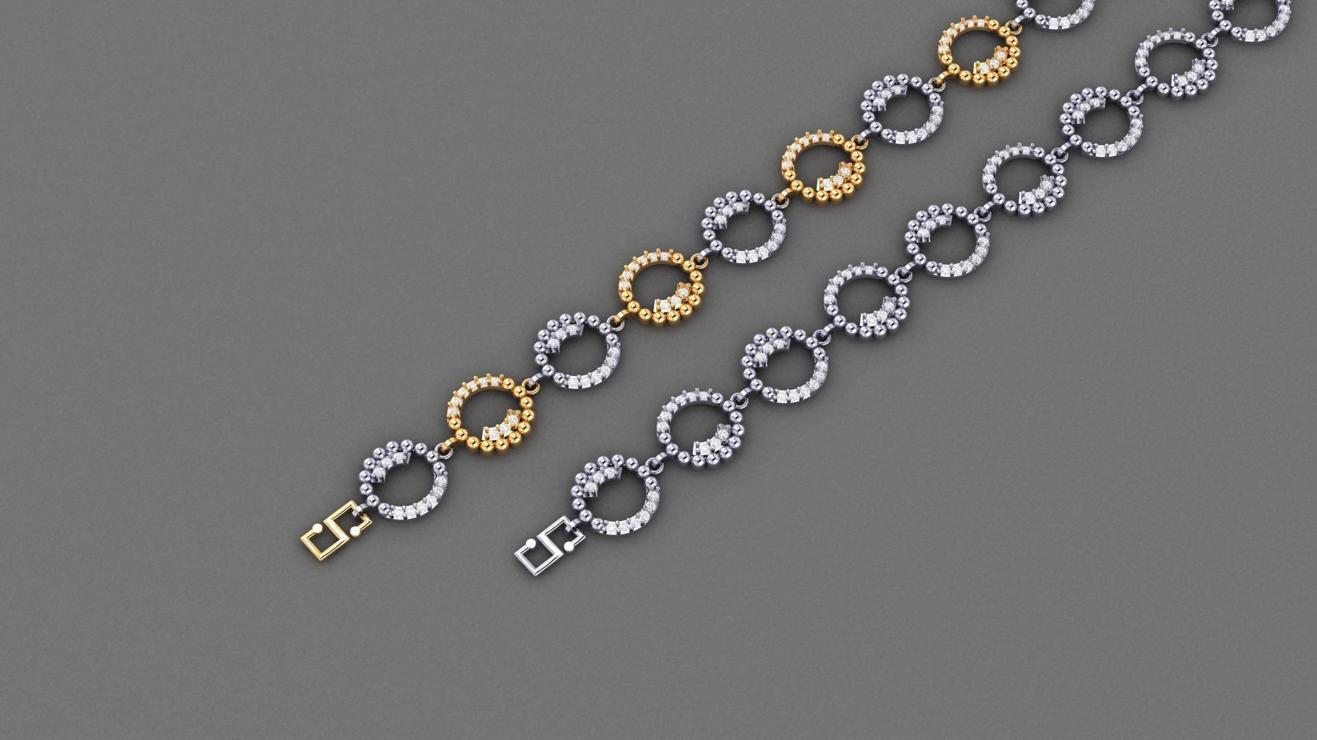 50 Light Weight Chain Bracelet 3dm stl details 1 render Pack 3D print model_91