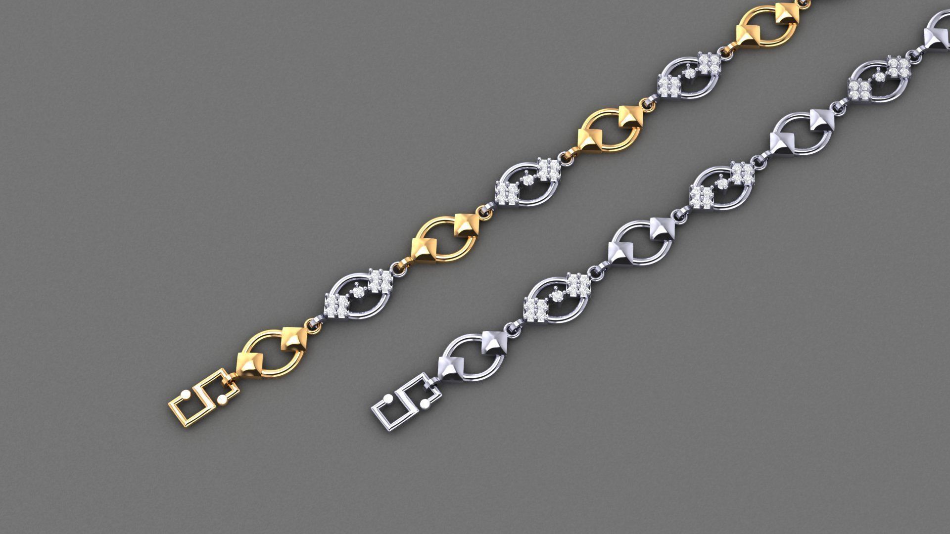 50 Light Weight Chain Bracelet 3dm stl details 1 render Pack 3D print model_45